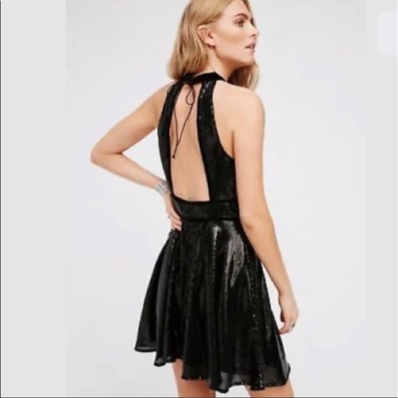 FREE PEOPLE BLACK FILM NOIR SEQUIN DRESS - Picture 14 of 14